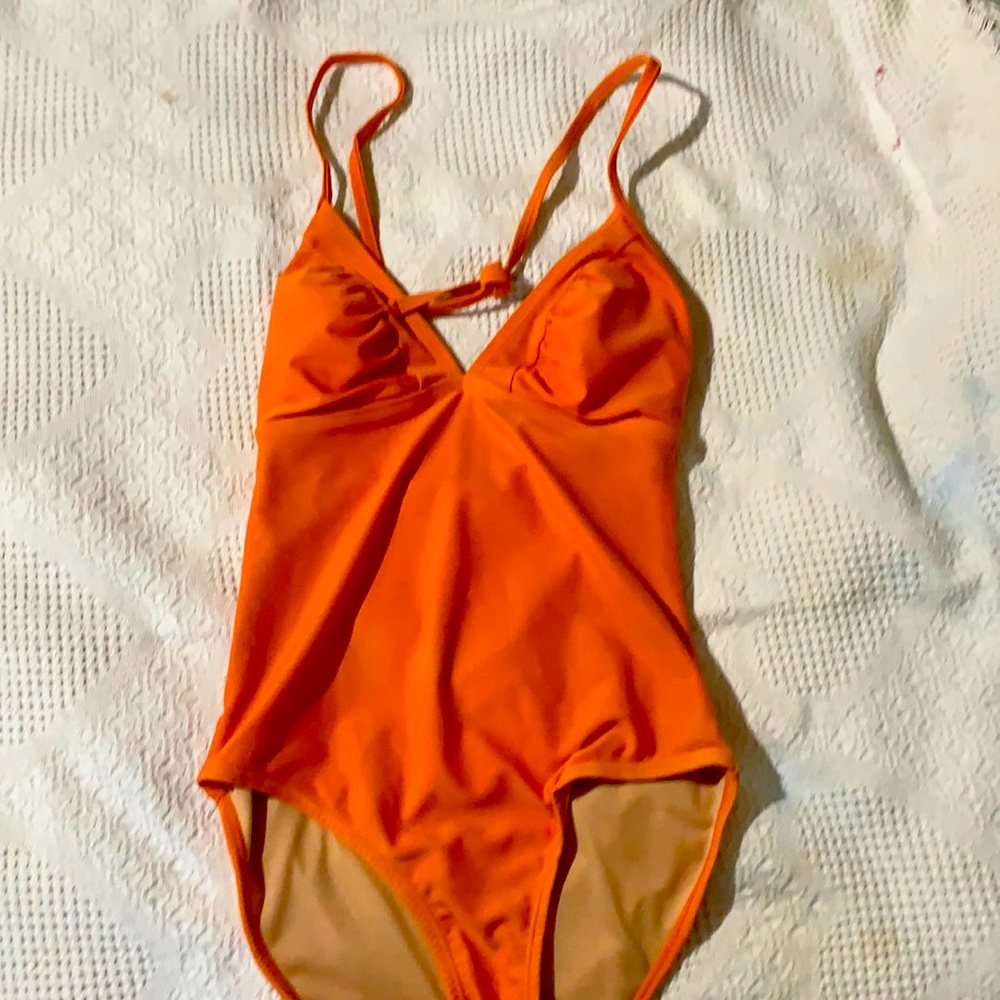 Orange one piece swimsuit